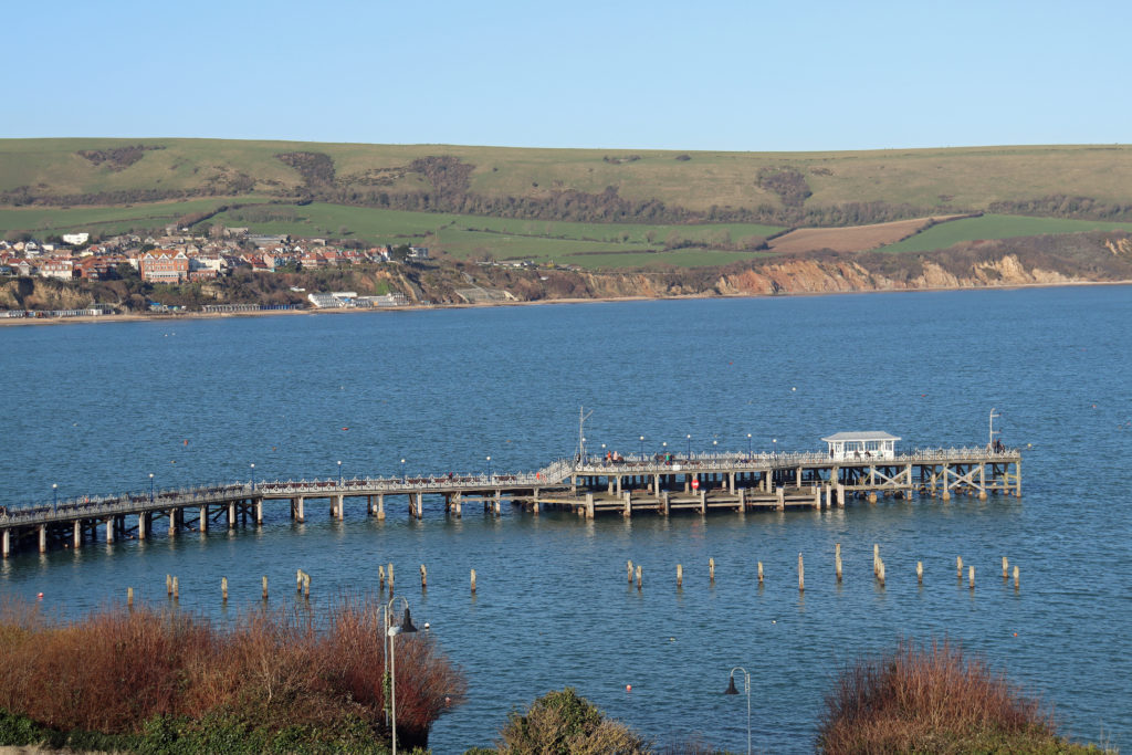 View of Swanage Pier from the Downs