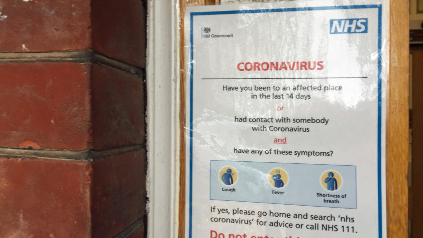 Coronavirus notice on a door