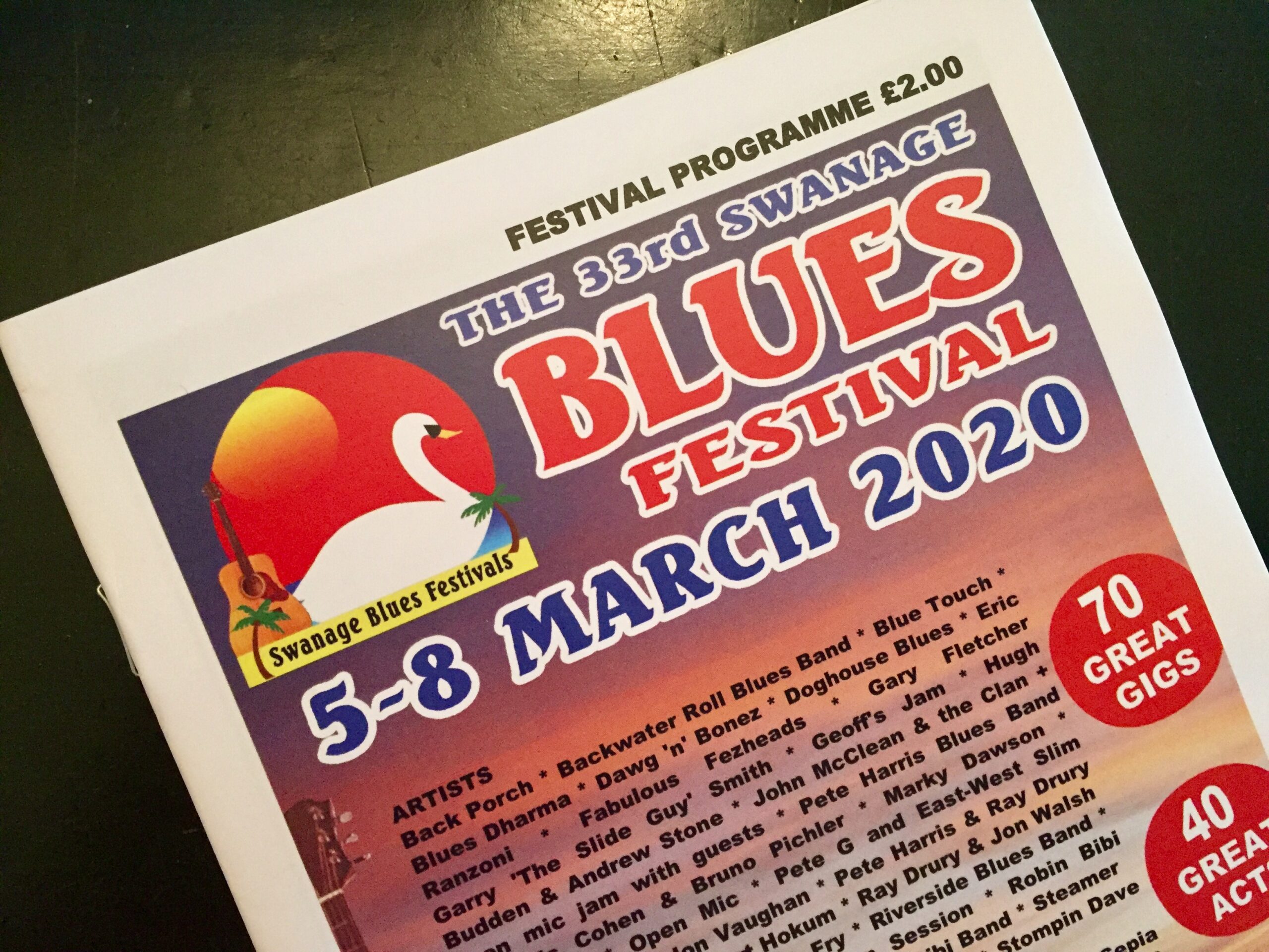 Front cover of Swanage Blues Festival programme March 2020