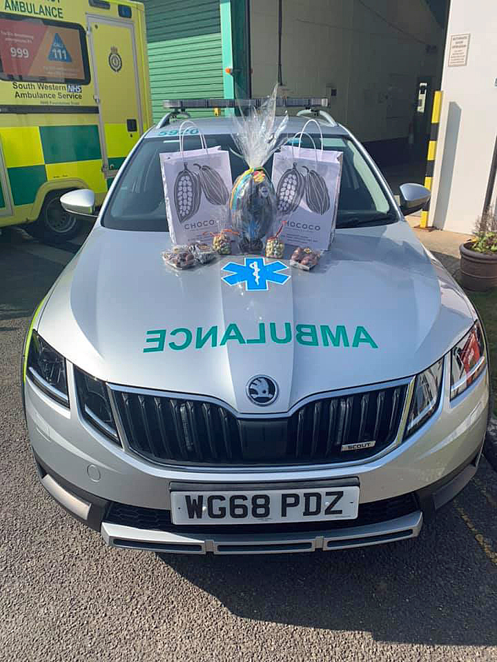 Ambulance car with chocolate gifts