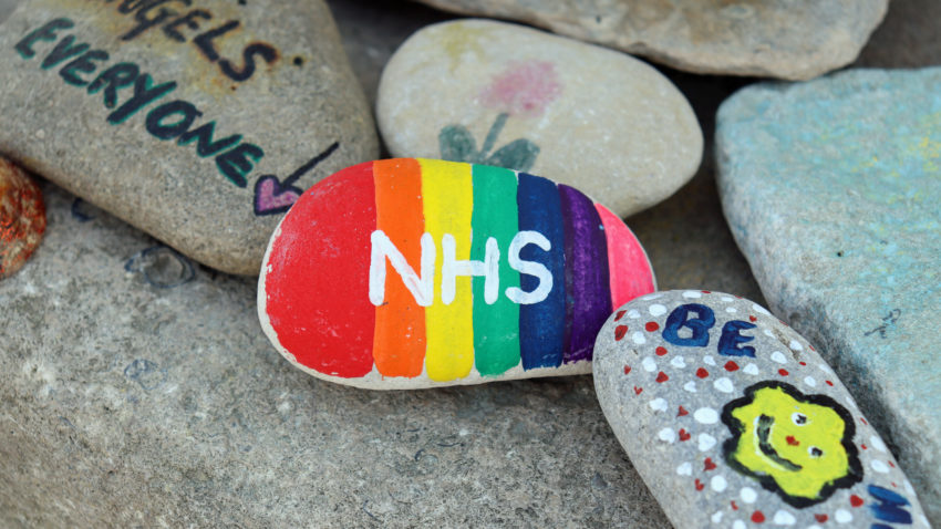 Pebble bearing the message NHS