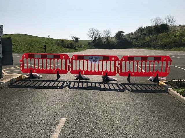 Barriers close off car park