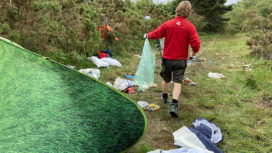 Camping gear and rubbish dumped in Studland