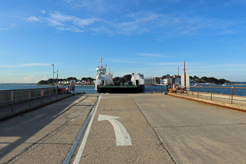 Sandbanks Ferry being prepared for a return to service 