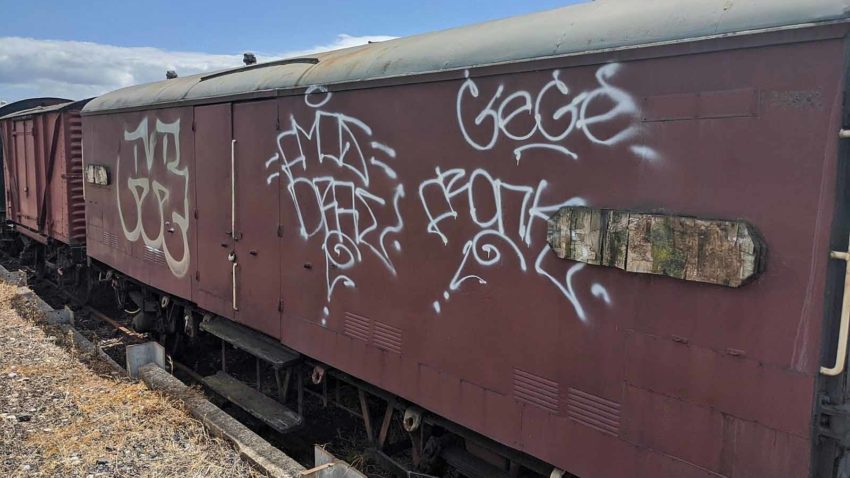 Graffiti on railway carriage