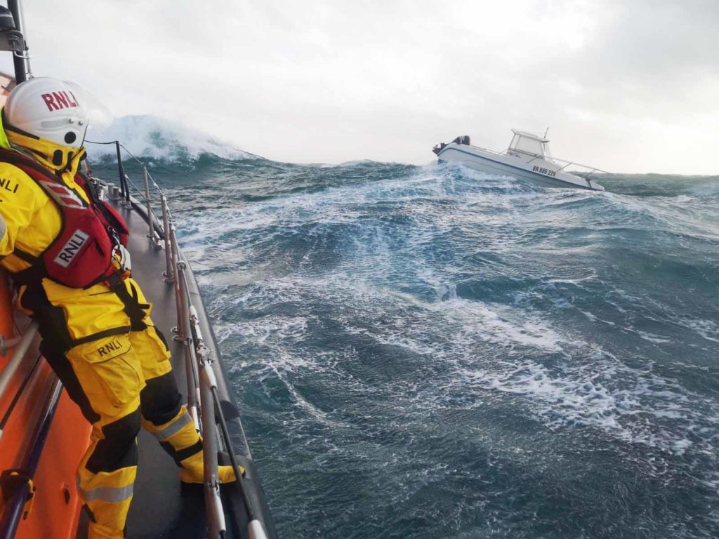 Swanage Lifeboat checking drifting fishing vessel