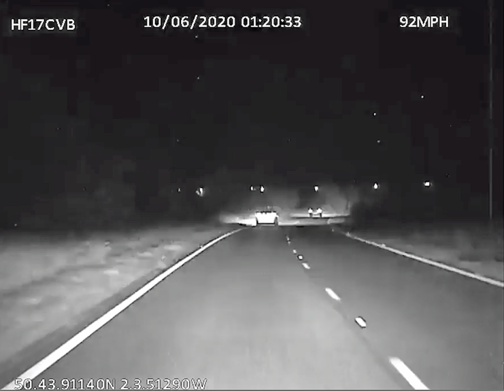 Police dash cam footage showing speeds up to 92mph