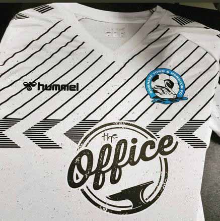 Swans football shirt with the Office Cafe sponsorship logos