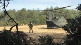 Military helicopter on training exercise