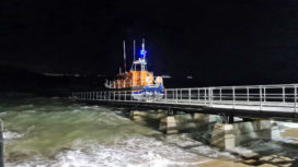 Swanage Lifeboat launching at night