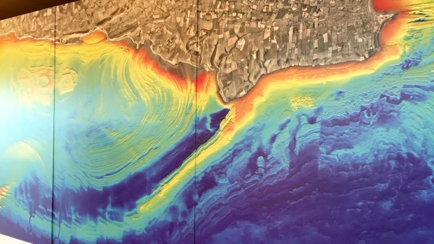 Doris map showing the contours of the seabed in Dorset