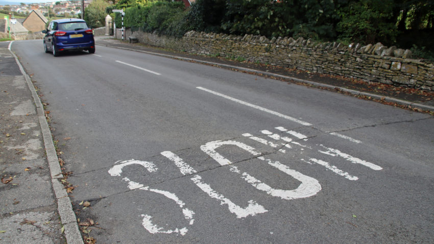 Slow sign at Langton Matravers high street