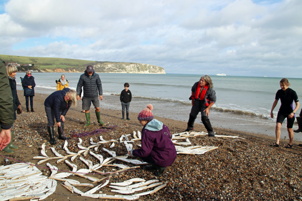 The Disappearing Fish installation at Swanage Beach
