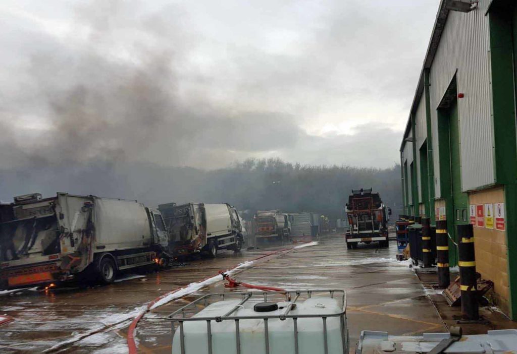 Bin lorries destroyed by fire