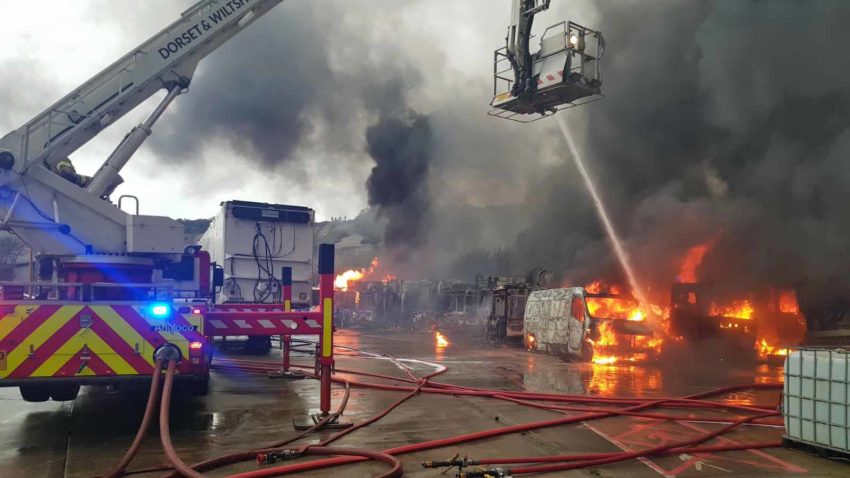 Bin lorries on fire