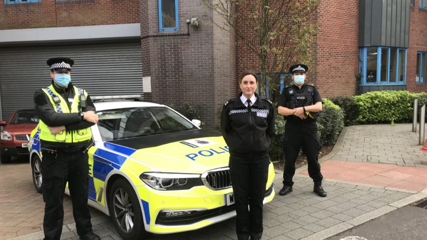 PC Dave Cotterill, Superintendent Heather Dixey and PC John Upsher with the dedicated car