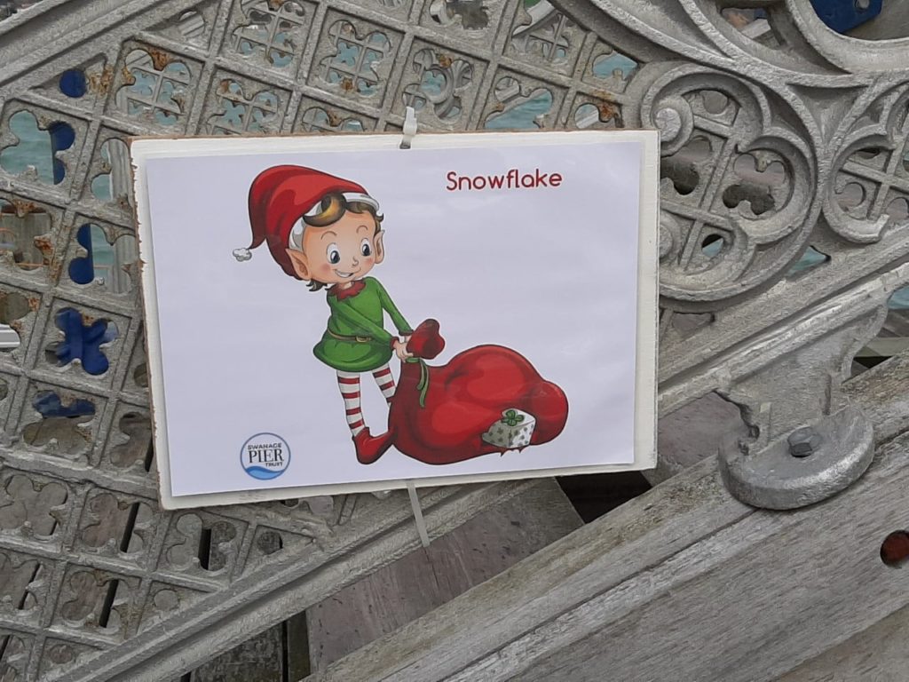 A picture of an elf as part of the Christmas activities on Swanage Pier