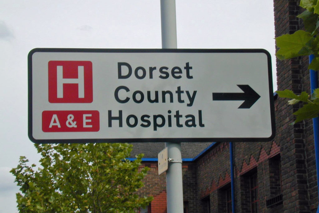 Dorset County Hospital sign