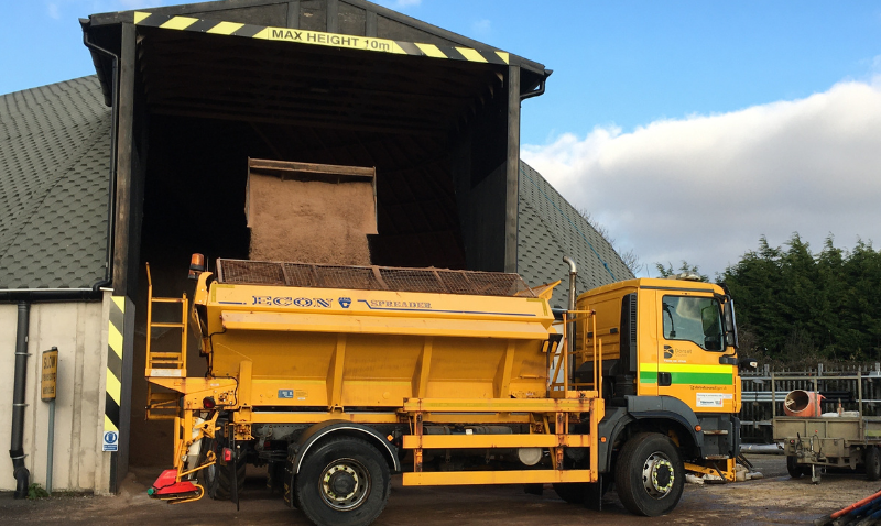 Loading a gritter at Charminster Depot