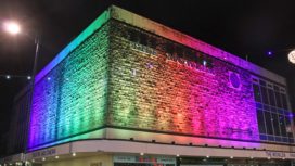 A light show on The Mowlem for Christmas