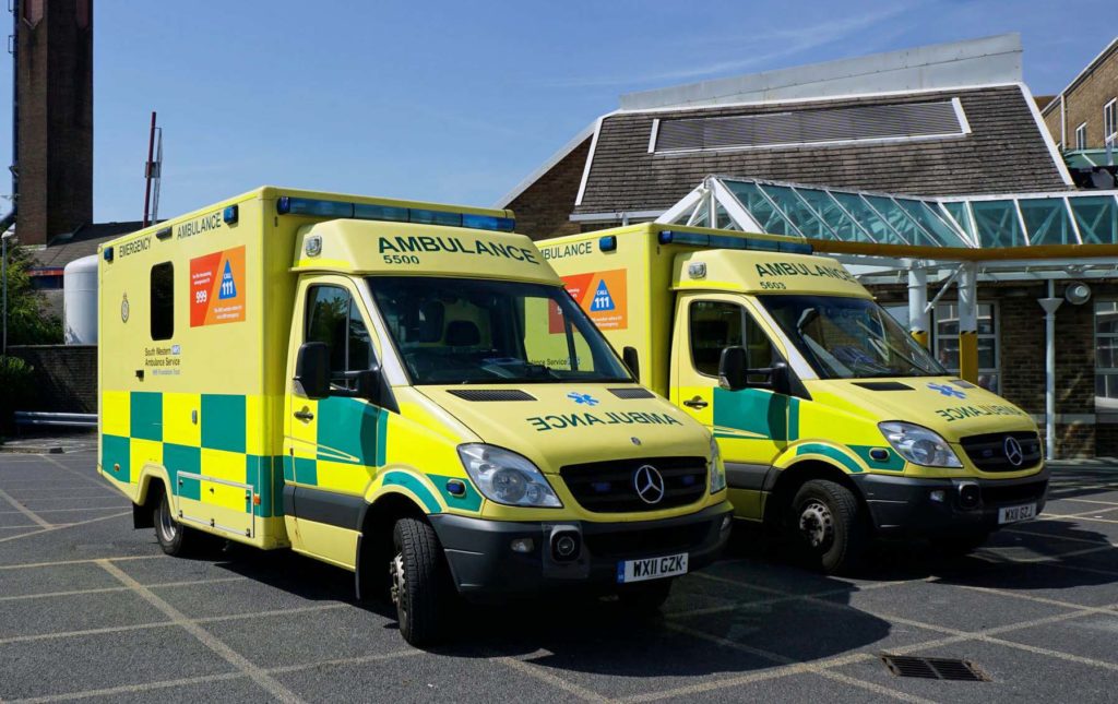 Ambulances outside Dorset County Hospital