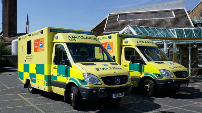 Ambulances outside Dorset County Hospital