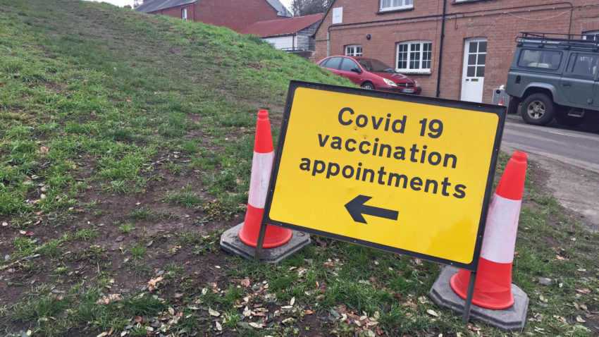 Covid vaccine sign in Wareham