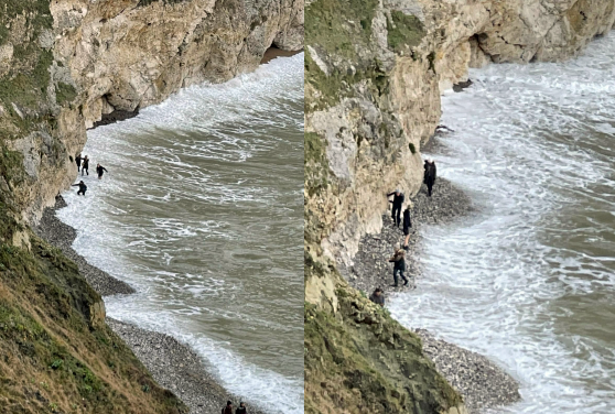 People caught by the tide at Lulworth