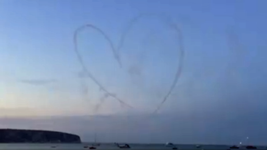 Heart in the sky made by display planes at carnival 2019