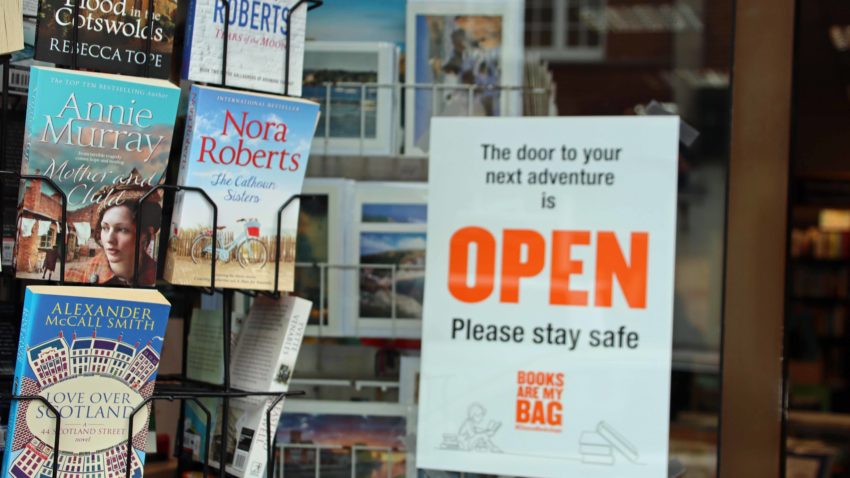 Swanage Bookshop open sign