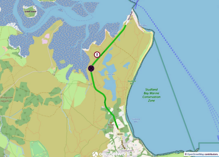 Map of Studland tow away zone