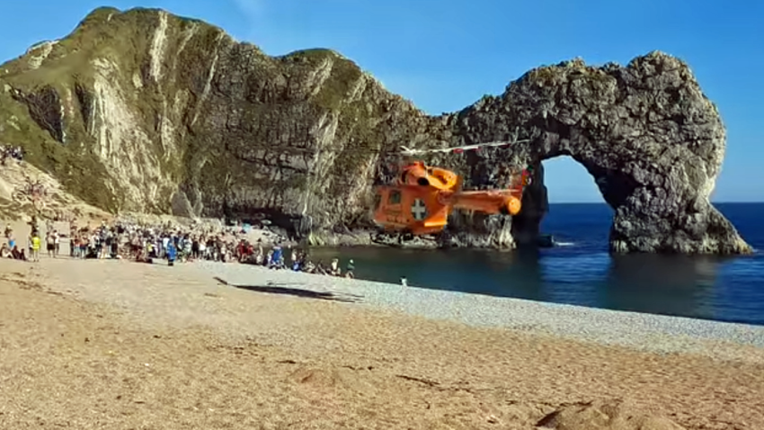 Air ambulance takes man to hospital after jumping off Durdle Door