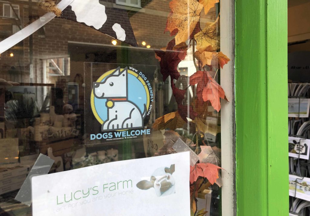 Dog friendly stickers in shop windows