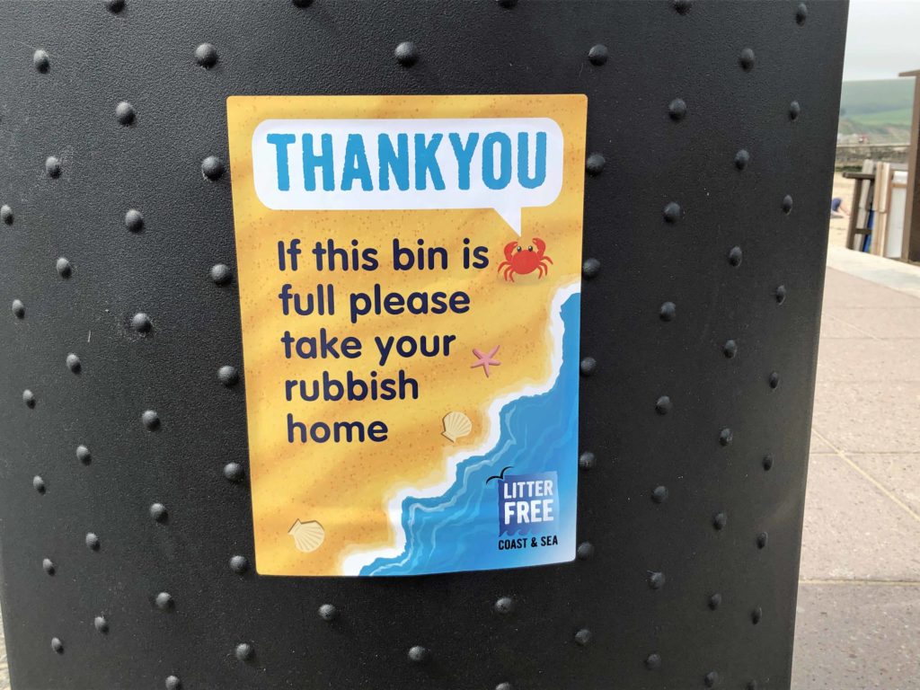 New bin poster on Swanage seafront