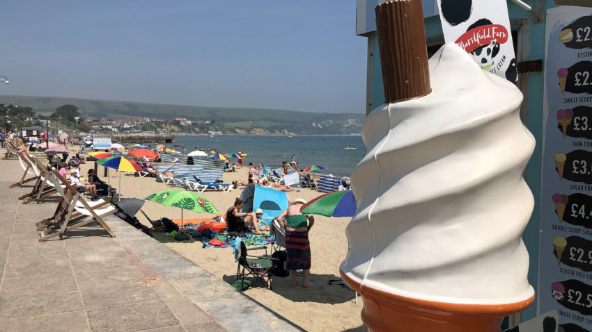Large icecream and view of the beach