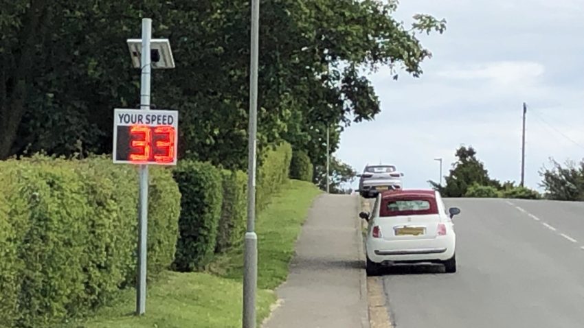 Speed indicator device on Northbrook Road in Swanage