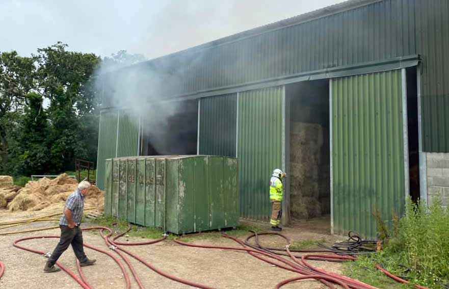 Fire in hay barn near Swanage