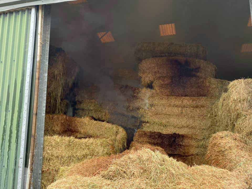 Fire in hay barn near Swanage