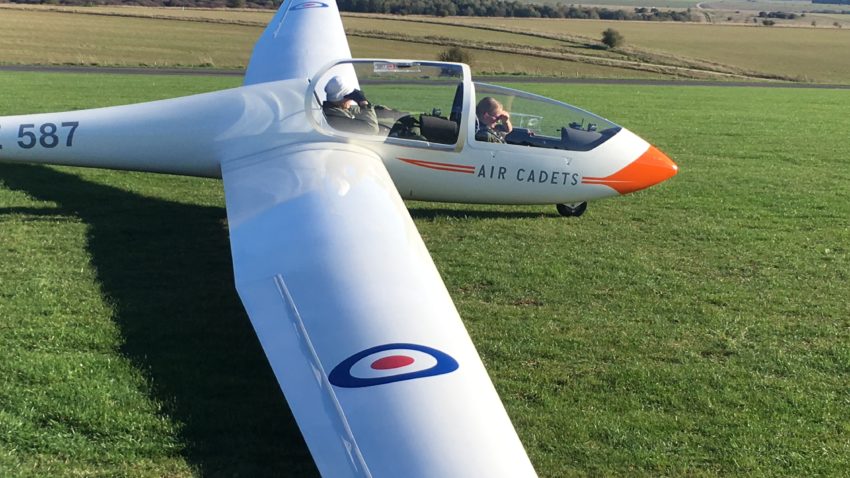 Air cadet in training glider