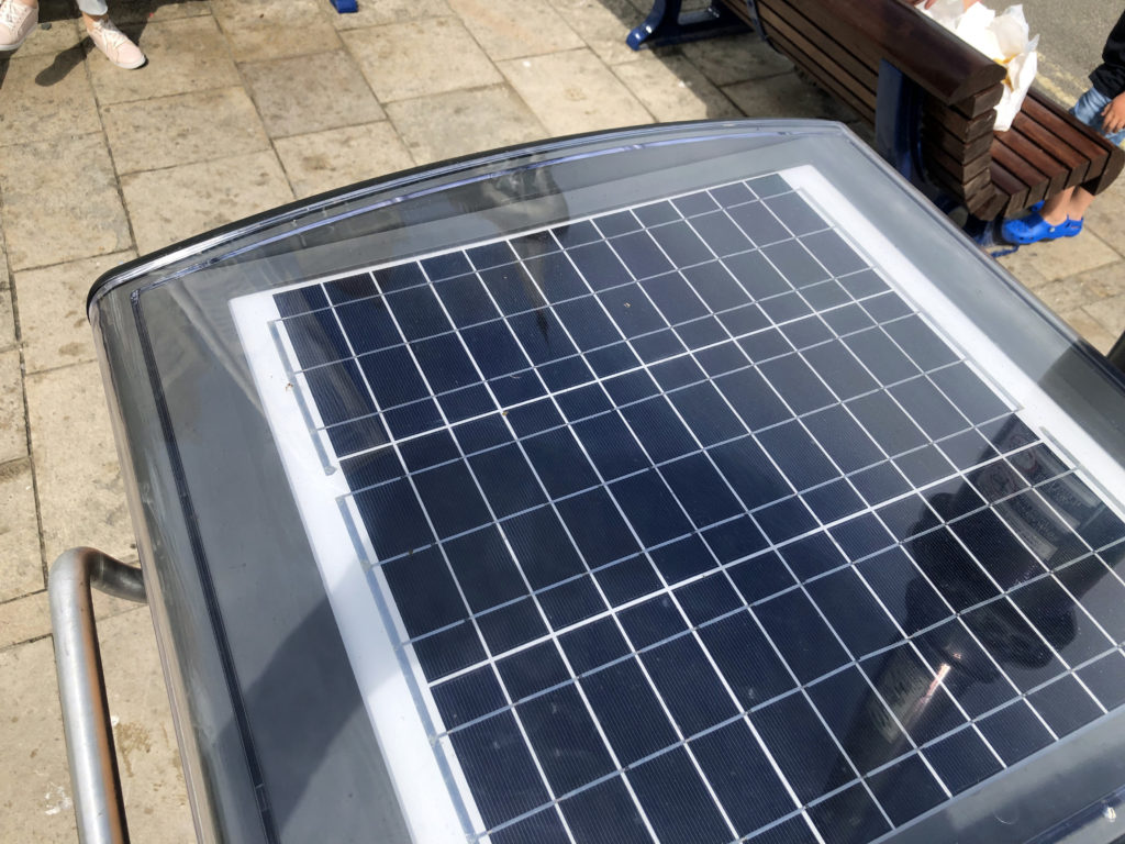 Solar powered Bigbelly bin in Swanage