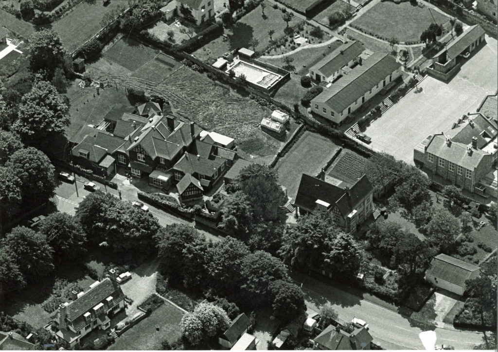 Aerial view of Swanage Hospital in 1970s