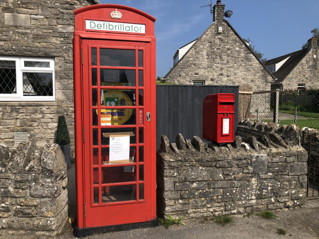 Corfe Castle phone box defibrillator