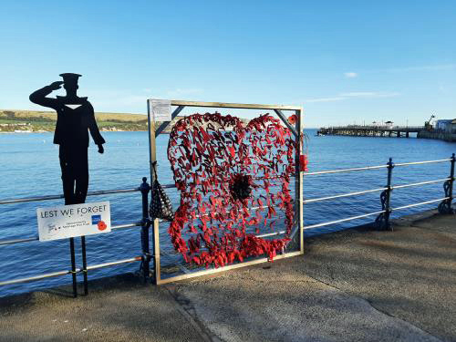 Poppy of remembrance on Swanage Pier