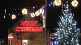 Christmas lights and tree in Swanage