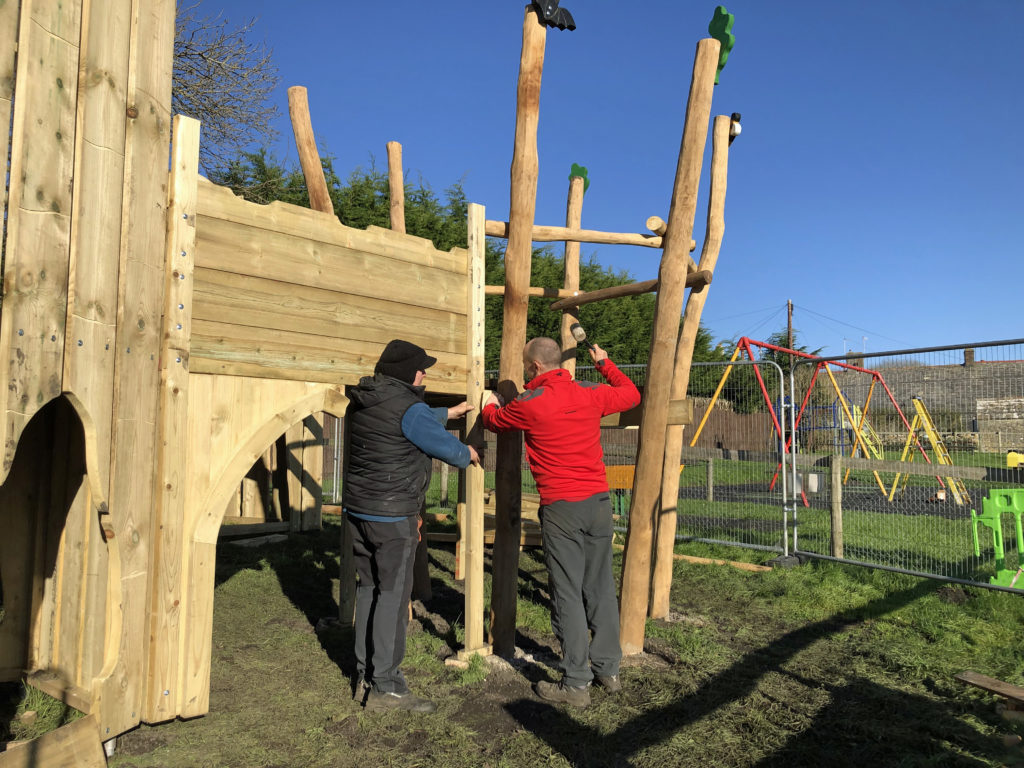 Andy Frost and Marcus Frost constructing the new playground