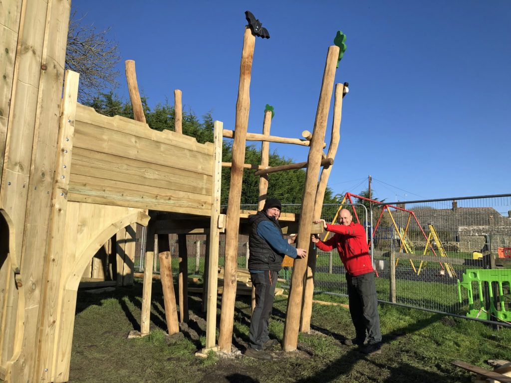 Andy Frost and Marcus Frost constructing the new playground