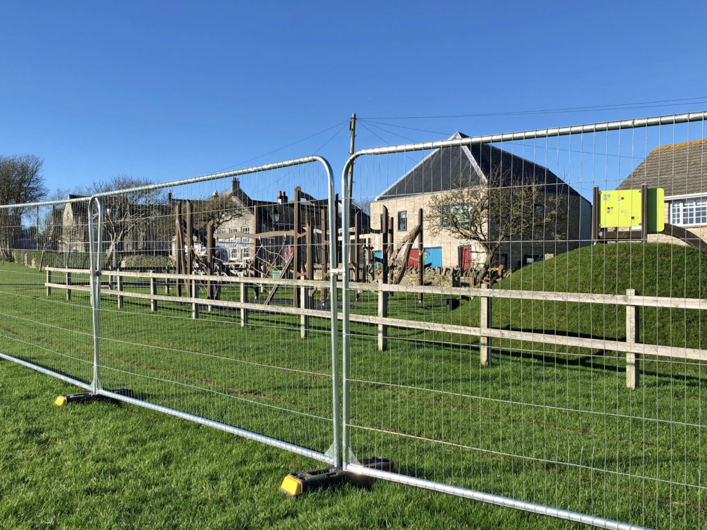 While most of the work has finished the Langton Matravers playground is still waiting to be reopened