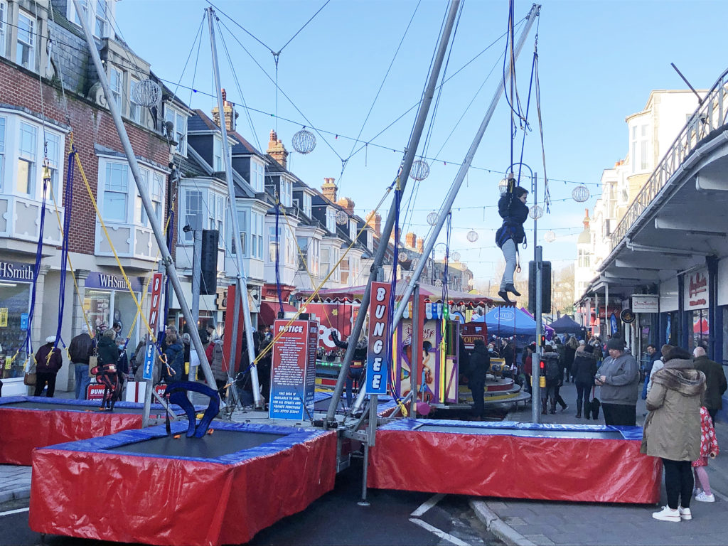 Trampolines at Rotary Swanage Christmas Market