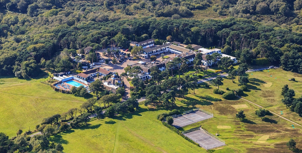 Knoll House hotel aerial view