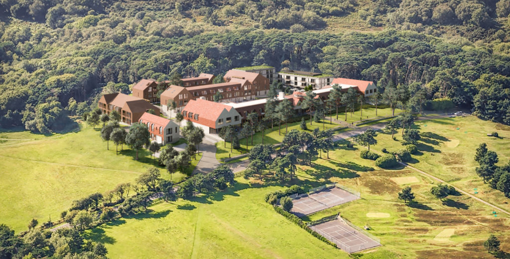 Knoll House Hotel redevelopment plan aerial view